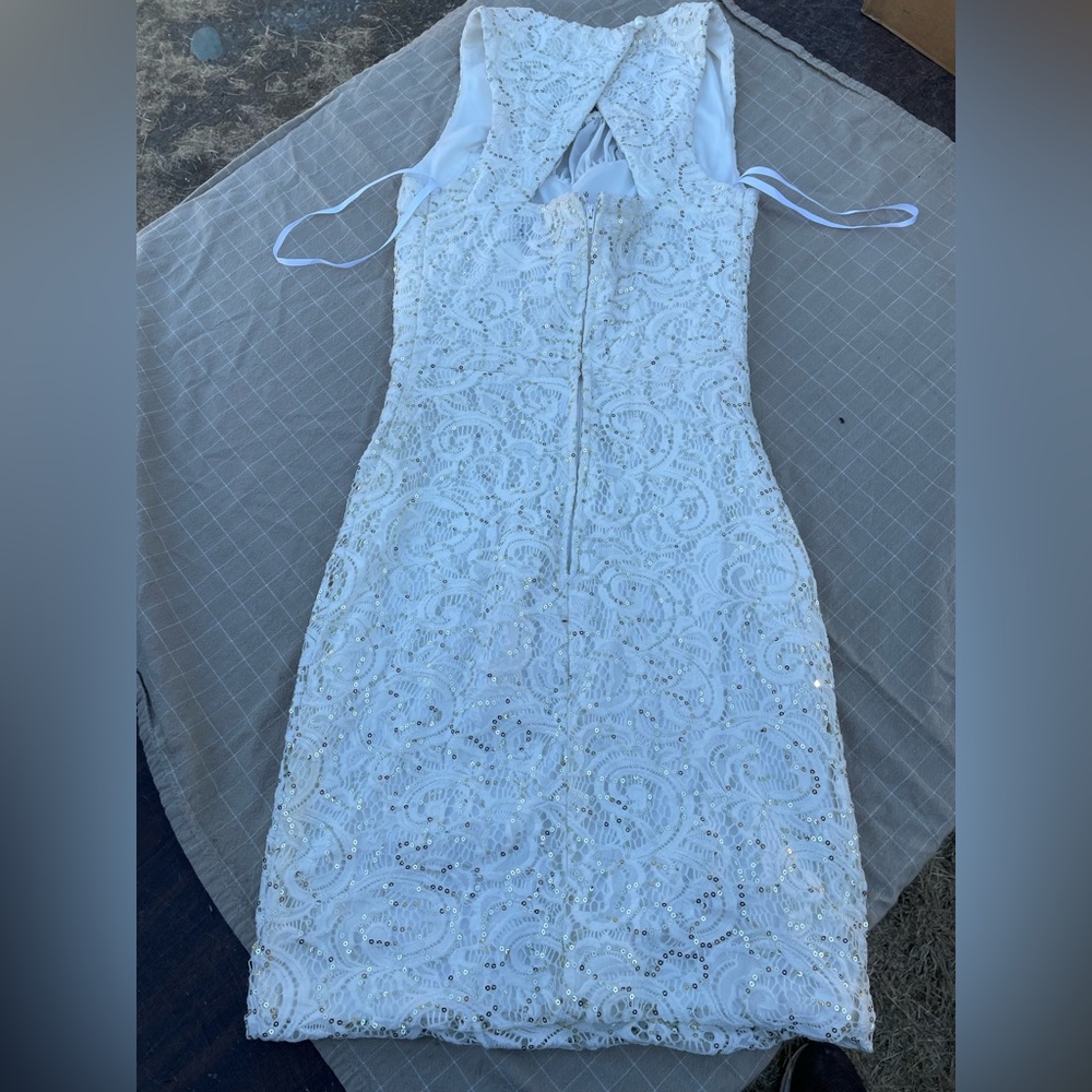 My Michelle white sequin dress